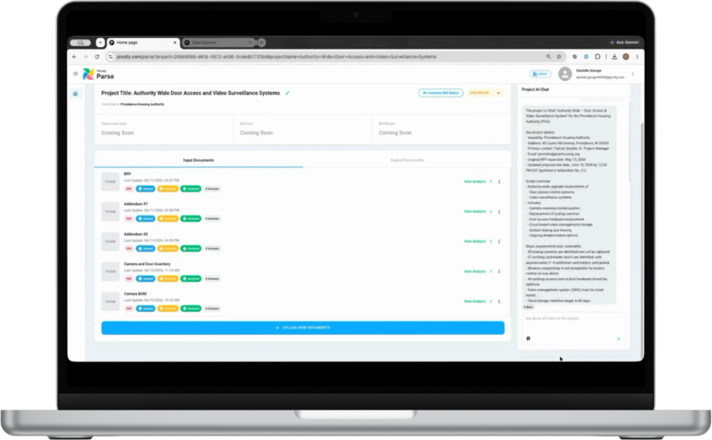 Bid management software screen